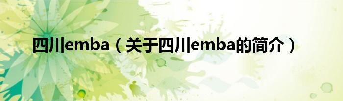 四川emba（關(guān)于四川emba的簡(jiǎn)介）