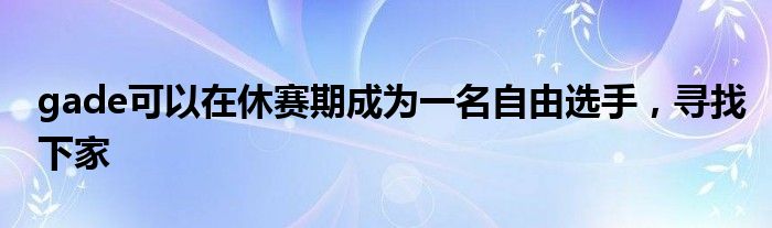 gade可以在休賽期成為一名自由選手，尋找下家