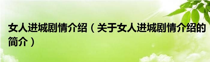 女人進城劇情介紹（關于女人進城劇情介紹的簡介）