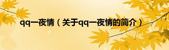 qq一夜情（關(guān)于qq一夜情的簡(jiǎn)介）