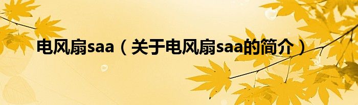 電風(fēng)扇saa（關(guān)于電風(fēng)扇saa的簡介）