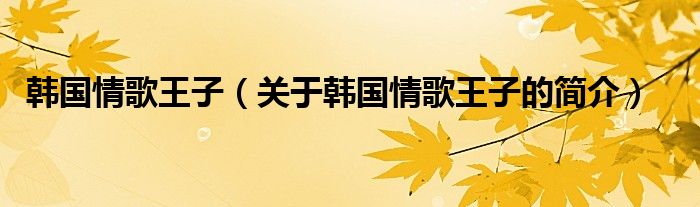 韓國(guó)情歌王子（關(guān)于韓國(guó)情歌王子的簡(jiǎn)介）