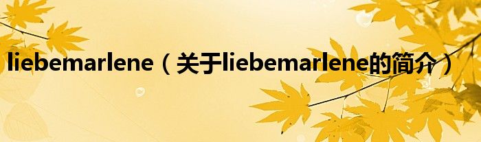 liebemarlene（關(guān)于liebemarlene的簡介）