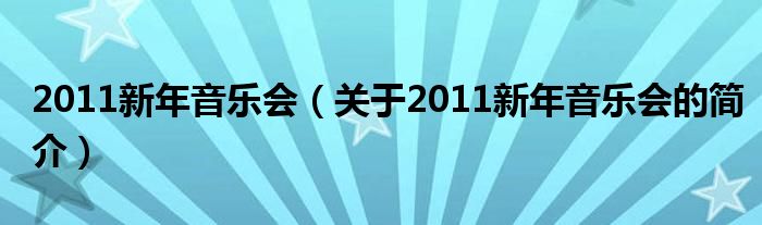 2011新年音樂會（關(guān)于2011新年音樂會的簡介）