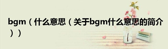 bgm（什么意思（關(guān)于bgm什么意思的簡(jiǎn)介））