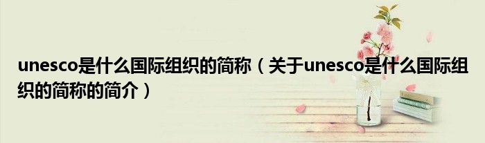 unesco是什么國(guó)際組織的簡(jiǎn)稱（關(guān)于unesco是什么國(guó)際組織的簡(jiǎn)稱的簡(jiǎn)介）