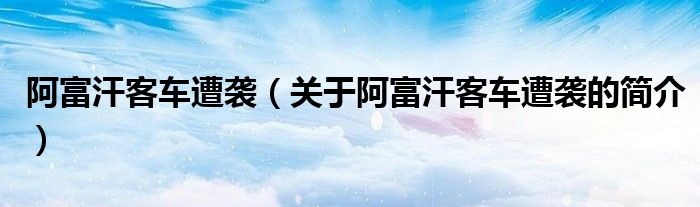 阿富汗客車遭襲（關(guān)于阿富汗客車遭襲的簡介）