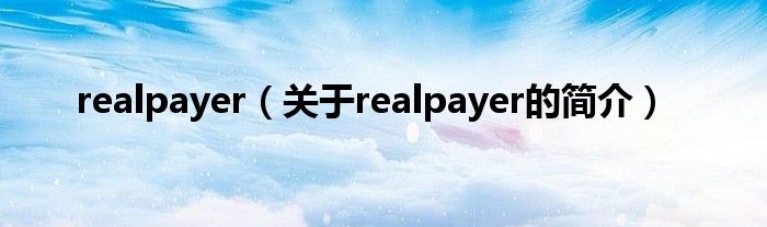 realpayer（關(guān)于realpayer的簡介）