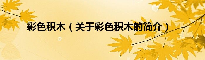 彩色積木（關(guān)于彩色積木的簡(jiǎn)介）