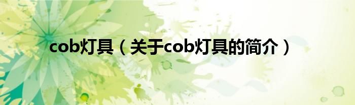 cob燈具（關(guān)于cob燈具的簡介）