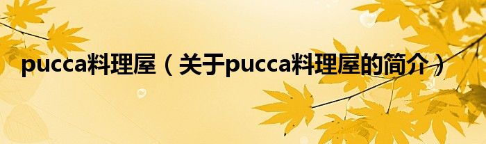 pucca料理屋（關(guān)于pucca料理屋的簡介）