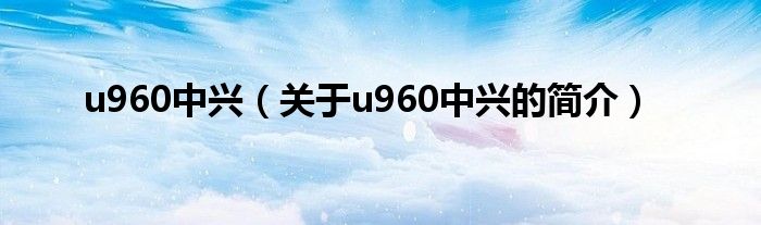 u960中興（關于u960中興的簡介）