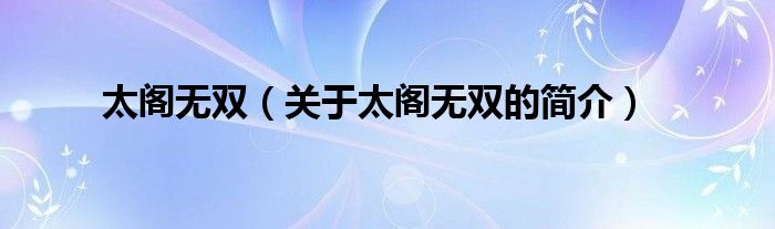 太閣無雙（關(guān)于太閣無雙的簡介）