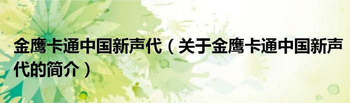 金鷹卡通中國新聲代（關于金鷹卡通中國新聲代的簡介）