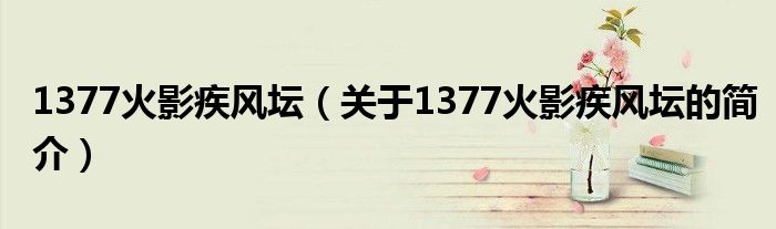 1377火影疾風(fēng)壇（關(guān)于1377火影疾風(fēng)壇的簡(jiǎn)介）