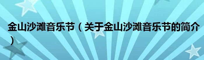 金山沙灘音樂節(jié)（關(guān)于金山沙灘音樂節(jié)的簡介）