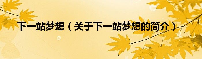 下一站夢(mèng)想（關(guān)于下一站夢(mèng)想的簡(jiǎn)介）