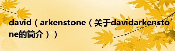 david（arkenstone（關(guān)于davidarkenstone的簡(jiǎn)介））