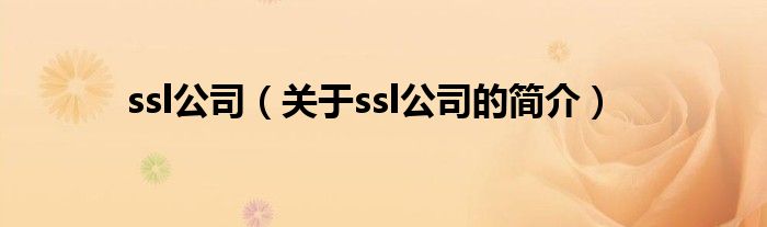 ssl公司（關(guān)于ssl公司的簡(jiǎn)介）