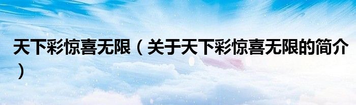 天下彩驚喜無限（關(guān)于天下彩驚喜無限的簡(jiǎn)介）