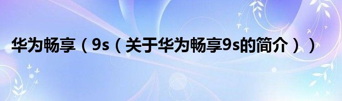 華為暢享（9s（關(guān)于華為暢享9s的簡介））