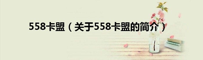 558卡盟（關(guān)于558卡盟的簡(jiǎn)介）