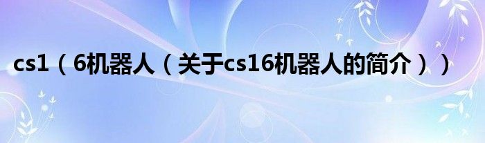 cs1（6機器人（關(guān)于cs16機器人的簡介））