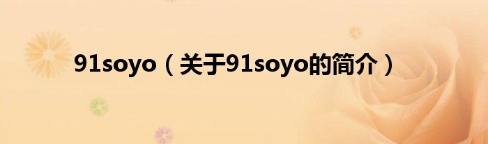 91soyo（關(guān)于91soyo的簡(jiǎn)介）