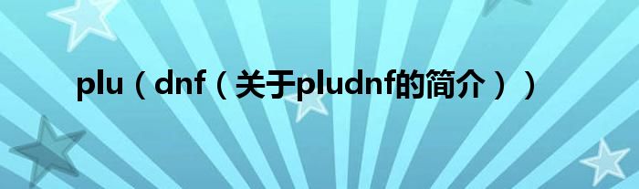 plu（dnf（關(guān)于pludnf的簡(jiǎn)介））