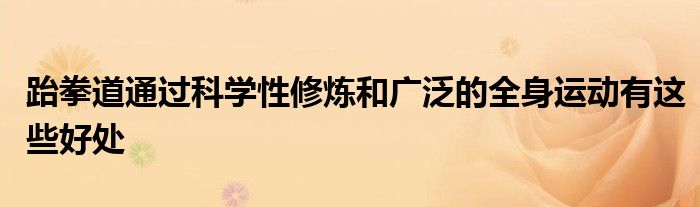 跆拳道通過科學性修煉和廣泛的全身運動有這些好處