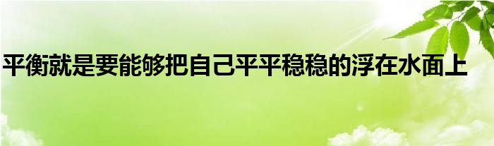 平衡就是要能夠把自己平平穩(wěn)穩(wěn)的浮在水面上