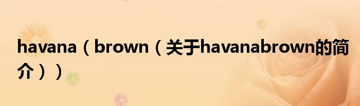 havana（brown（關(guān)于havanabrown的簡(jiǎn)介））