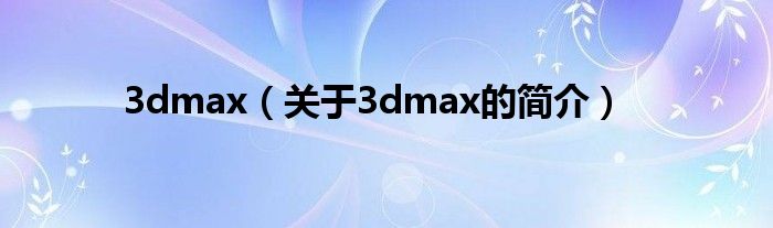 3dmax（關于3dmax的簡介）