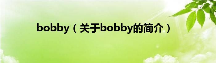 bobby（關(guān)于bobby的簡介）