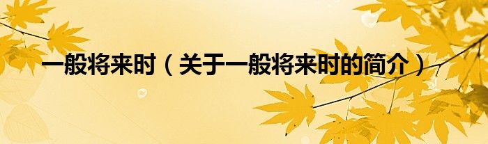 一般將來時(shí)（關(guān)于一般將來時(shí)的簡(jiǎn)介）