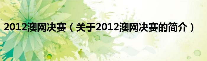 2012澳網(wǎng)決賽（關(guān)于2012澳網(wǎng)決賽的簡(jiǎn)介）