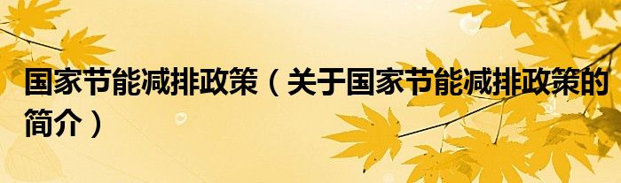 國家節(jié)能減排政策（關(guān)于國家節(jié)能減排政策的簡(jiǎn)介）