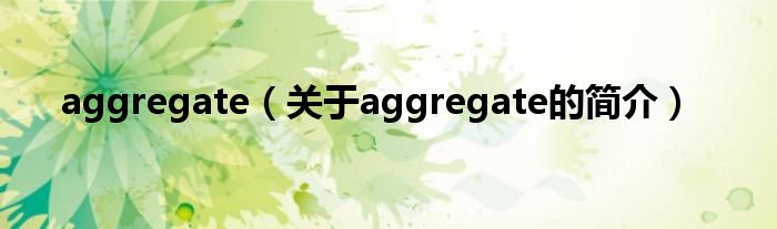 aggregate（關(guān)于aggregate的簡(jiǎn)介）