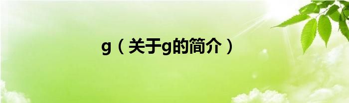 g（關(guān)于g的簡(jiǎn)介）