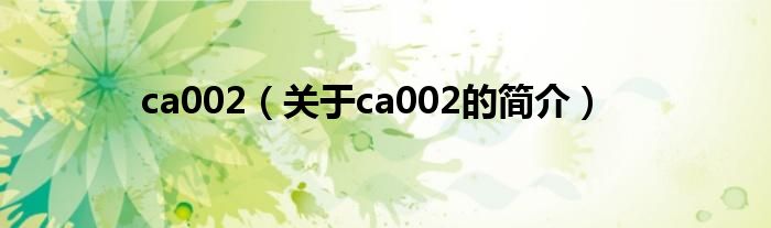 ca002（關于ca002的簡介）