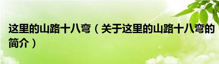 這里的山路十八彎（關(guān)于這里的山路十八彎的簡(jiǎn)介）