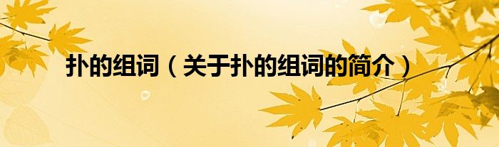 撲的組詞（關(guān)于撲的組詞的簡(jiǎn)介）