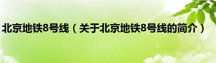 北京地鐵8號(hào)線（關(guān)于北京地鐵8號(hào)線的簡(jiǎn)介）