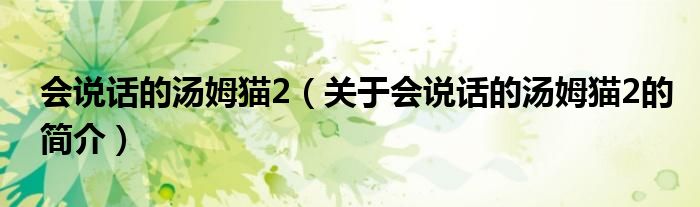 會(huì)說(shuō)話的湯姆貓2（關(guān)于會(huì)說(shuō)話的湯姆貓2的簡(jiǎn)介）