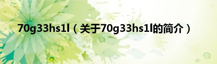 70g33hs1l（關(guān)于70g33hs1l的簡介）