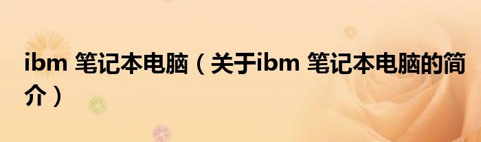 ibm 筆記本電腦（關(guān)于ibm 筆記本電腦的簡(jiǎn)介）