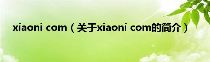 xiaoni com（關于xiaoni com的簡介）