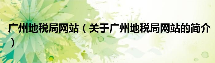 廣州地稅局網(wǎng)站（關(guān)于廣州地稅局網(wǎng)站的簡(jiǎn)介）