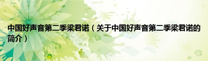 中國(guó)好聲音第二季梁君諾（關(guān)于中國(guó)好聲音第二季梁君諾的簡(jiǎn)介）