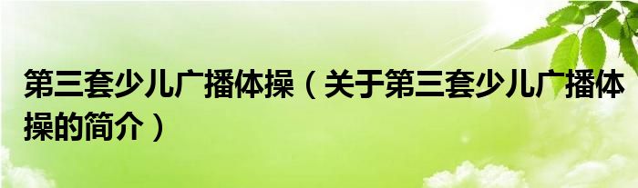 第三套少兒廣播體操（關(guān)于第三套少兒廣播體操的簡(jiǎn)介）